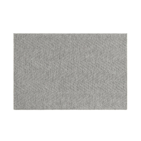 TOWN & COUNTRY BASICS Pax Herringbone Textured Solid Everwash® Washable Area Rug, Low Pile, Non-Slip Backing, Easy Clean Pet & Family Friendly Rug, Grey, 1'11"x2'11"