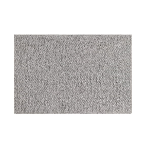 TOWN & COUNTRY BASICS Pax Herringbone Textured Solid Everwash® Washable Area Rug, Low Pile, Non-Slip Backing, Easy Clean Pet & Family Friendly Rug, Grey, 1'11"x2'11"