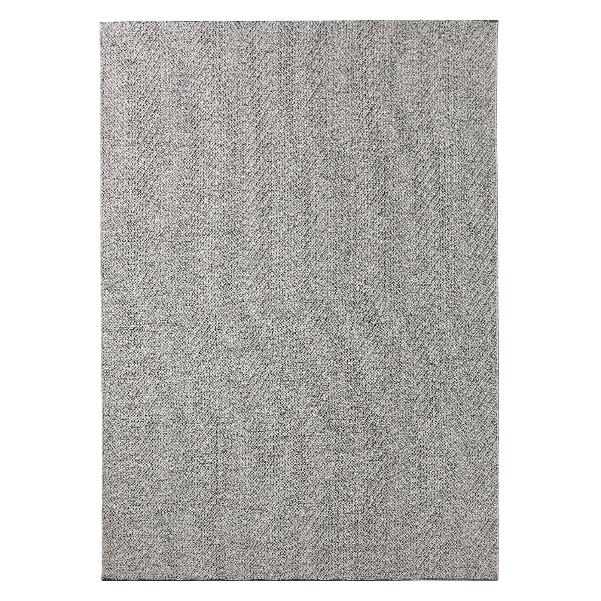 Gray Herringbone Textured Washable Synthetic Area Rug, 7'10"x10'2"