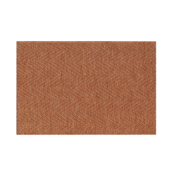 TOWN & COUNTRY BASICS Pax Herringbone Textured Solid Everwash® Washable Area Rug, Low Pile, Non-Slip Backing, Easy Clean Pet & Family Friendly Rug, Rust, 2'11"x4'11"