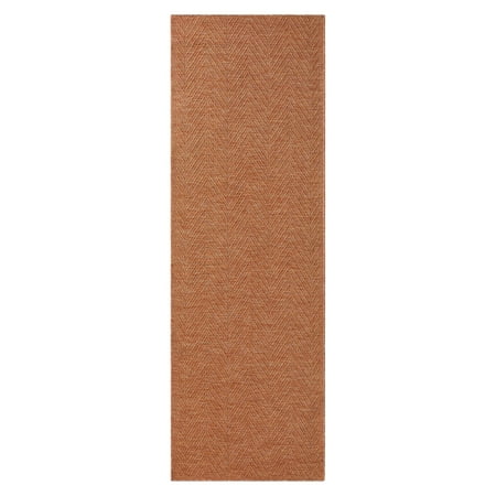 TOWN & COUNTRY BASICS Pax Herringbone Textured Solid Everwash® Washable Area Rug, Low Pile, Non-Slip Backing, Easy Clean Pet & Family Friendly Rug, Rust, 2'5"x5'11"