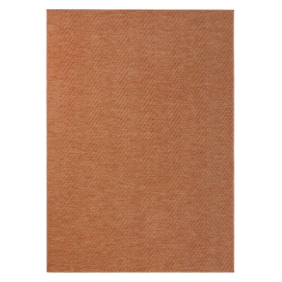 TOWN & COUNTRY BASICS Pax Herringbone Textured Solid Everwash® Washable Area Rug, Low Pile, Non-Slip Backing, Easy Clean Pet & Family Friendly Rug, Rust, 5'11"x9'