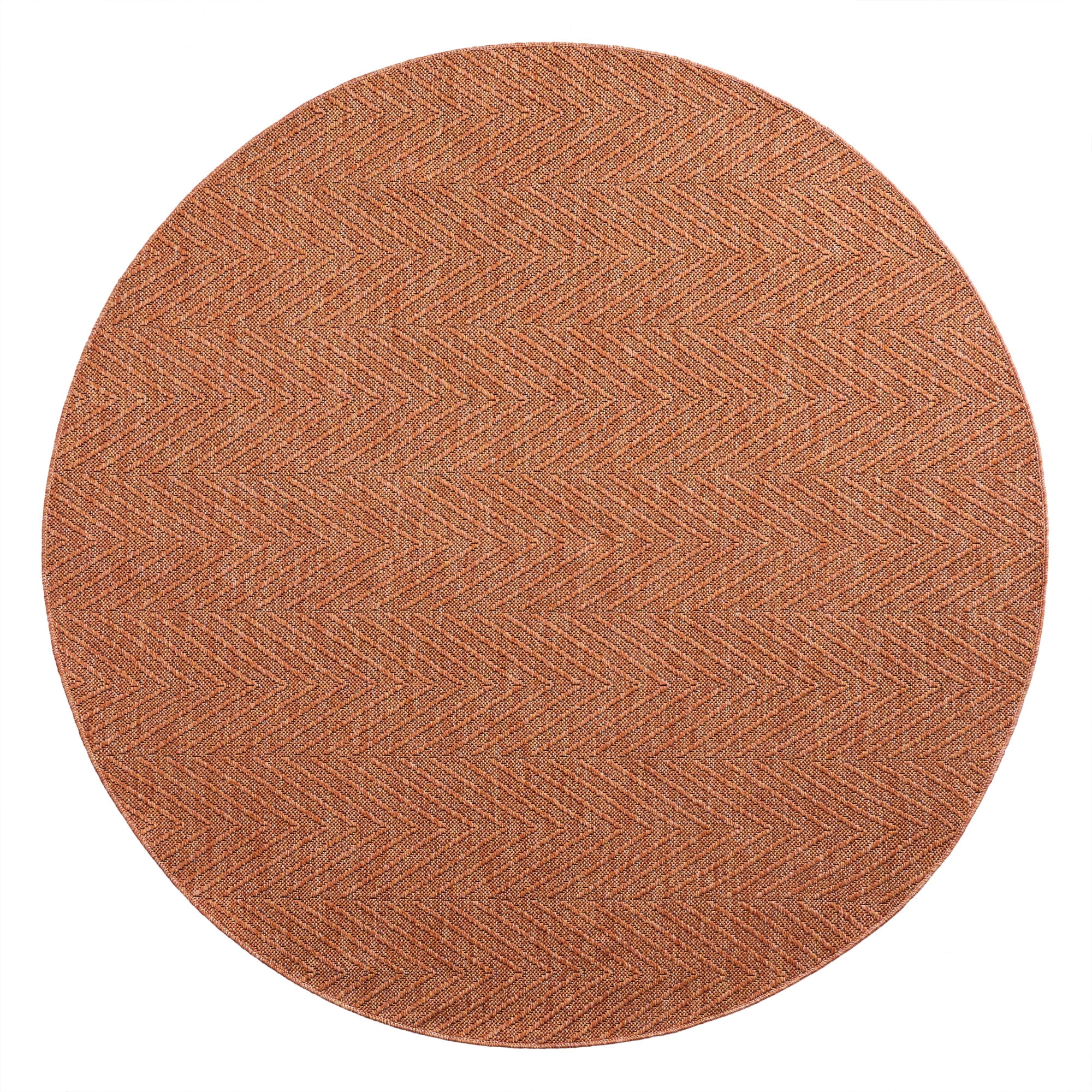 TOWN & COUNTRY BASICS Pax Herringbone Textured Solid Everwash® Washable Area Rug, Low Pile, Non-Slip Backing, Easy Clean Pet & Family Friendly Rug, Rust, 5' Round