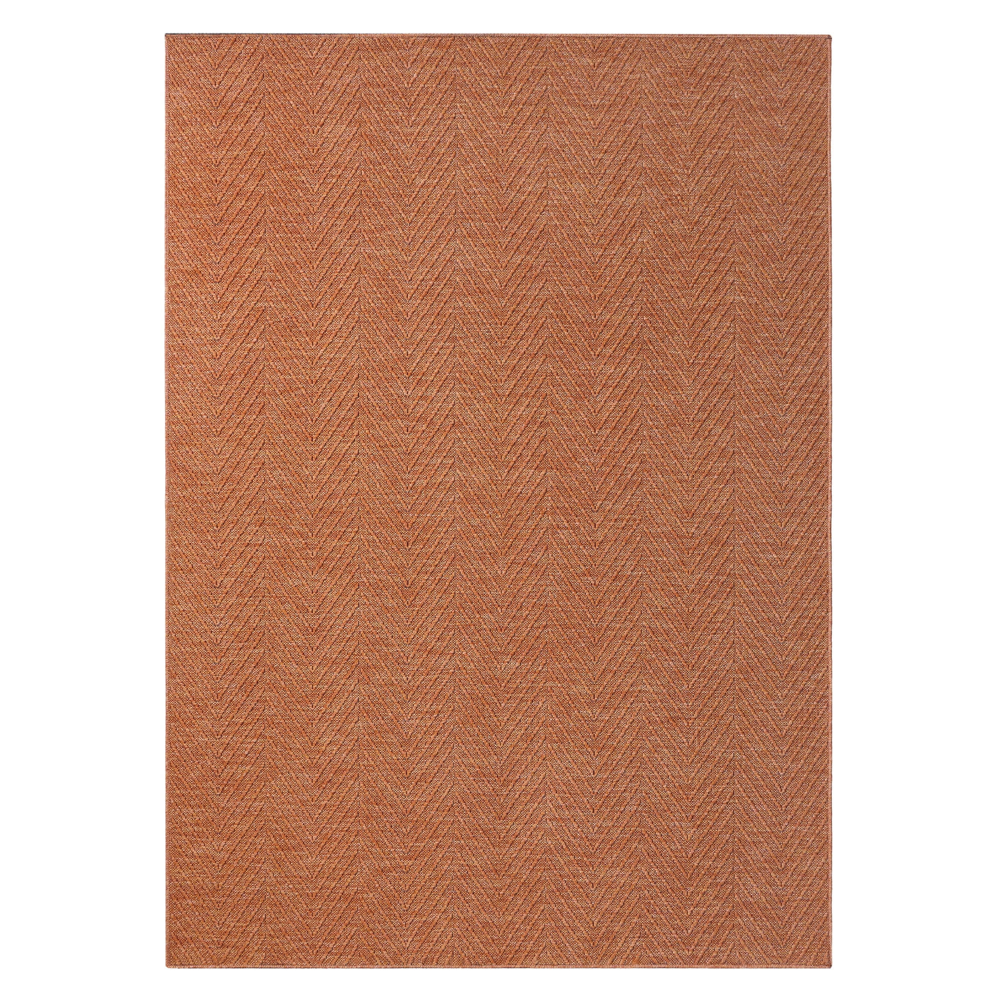 Rust Herringbone Textured Washable Synthetic Area Rug 8' x 10'