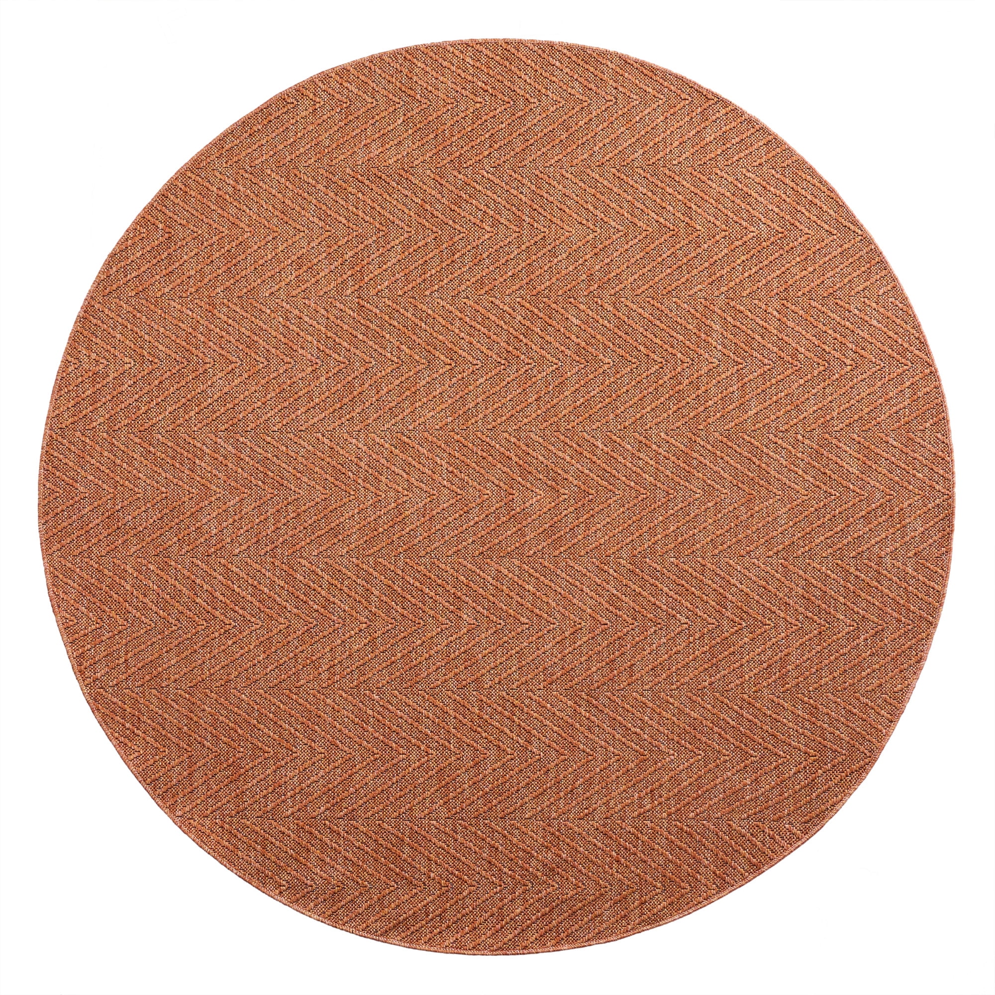Pax Rust Herringbone Round Washable Area Rug