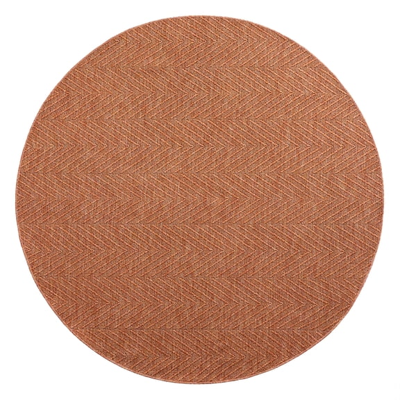 TOWN & COUNTRY BASICS Pax Herringbone Textured Solid Everwash® Washable Area Rug, Low Pile, Non-Slip Backing, Easy Clean Pet & Family Friendly Rug, Rust, 8' Round