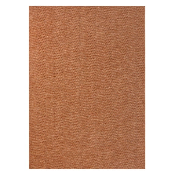 TOWN & COUNTRY BASICS Pax Herringbone Textured Solid Everwash® Washable Area Rug, Low Pile, Non-Slip Backing, Easy Clean Pet & Family Friendly Rug, Rust, 9'x12'