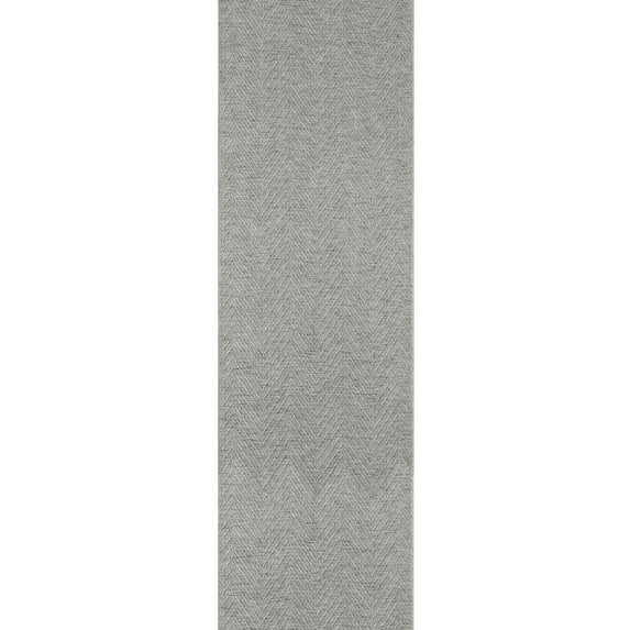 TOWN & COUNTRY BASICS Pax Herringbone Textured Solid Everwash® Washable Runner Area Rug, Low Pile, Non-Slip Backing, Easy Clean Pet & Family Friendly Rug, Grey, 2'5"x10'2"