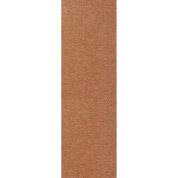 TOWN & COUNTRY BASICS Pax Herringbone Textured Solid Everwash® Washable Runner Area Rug, Low Pile, Non-Slip Backing, Easy Clean Pet & Family Friendly Rug, Rust, 2'5"x7'10"