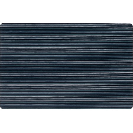 TOWN & COUNTRY BASICS Smooth Step Striped Low Profile Utility Kitchen Mat, Machine Washable, with Non-Slip Backing, Blue/Black, 24"x35"