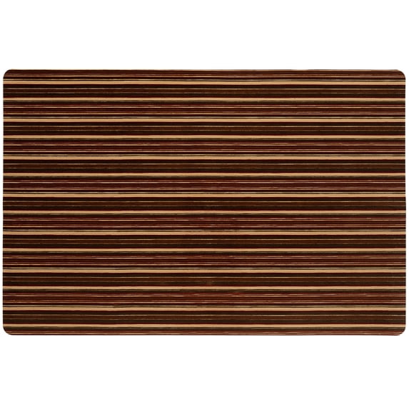 TOWN & COUNTRY BASICS Smooth Step Striped Low Profile Utility Kitchen Mat, Machine Washable, with Non-Slip Backing, Brown/Beige, 24"x35"