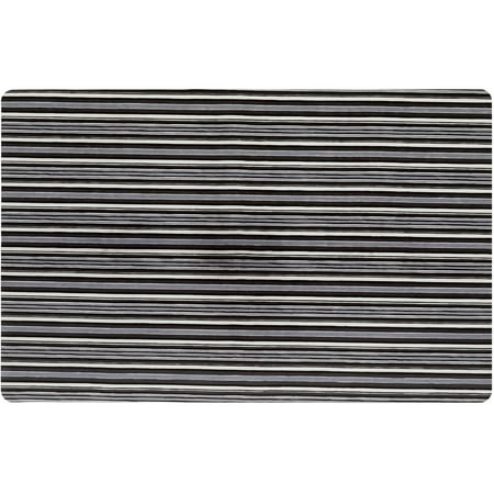 TOWN & COUNTRY BASICS Smooth Step Striped Low Profile Utility Kitchen Mat, Machine Washable, with Non-Slip Backing, Grey/Black, 24"x35"