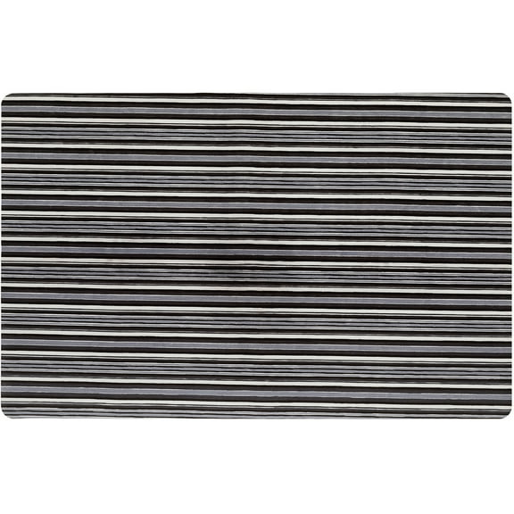 TOWN & COUNTRY BASICS Smooth Step Striped Low Profile Utility Kitchen Mat, Machine Washable, with Non-Slip Backing, Grey/Black, 24"x35"