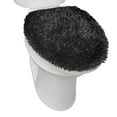thumbnail image 1 of TOWN & COUNTRY BASICS Spa Step Noodle Solid Bathroom Toilet Lid Cover, Plush, Soft, and Absorbent, Machine Washable, Black, 18.5"x19.6", 1 of 8