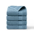 thumbnail image 1 of TOWN & COUNTRY EVERYDAY 4-Piece Solid Dobby Border Hand Towel Set, 20"x30", 100% Cotton, Plush & Absorbent 650GSM, Blue, 1 of 8