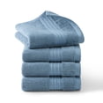 thumbnail image 1 of TOWN & COUNTRY EVERYDAY 4-Piece Solid Dobby Border Washcloth Set, 13"x13", 100% Cotton, Plush & Absorbent 650GSM, Blue, 1 of 9