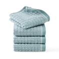 thumbnail image 1 of TOWN & COUNTRY EVERYDAY 4-Piece Textured Windowpane Washcloth Set, 13"x13", 100% Cotton, Plush & Absorbent 550GSM, Aqua Blue, 1 of 8