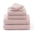 thumbnail image 1 of TOWN & COUNTRY EVERYDAY 6-Piece Textured Windowpane Set, 2-Bath Towels, 2-Hand Towels, 2-Washcloths, 100% Cotton, Plush & Absorbent 550GSM, Blush, 1 of 8