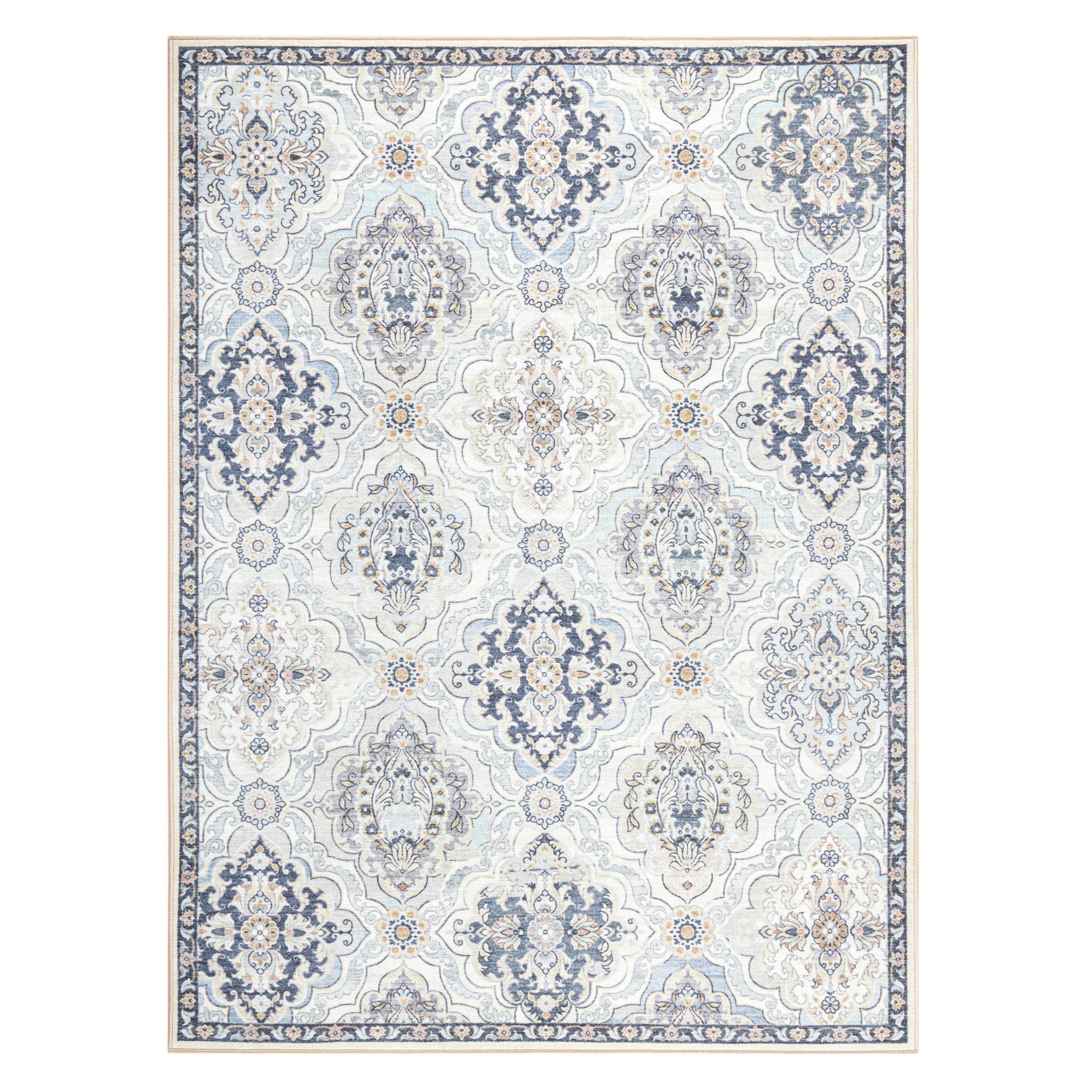Gray and Blue Synthetic Tufted Rectangular 8' x 10' Area Rug