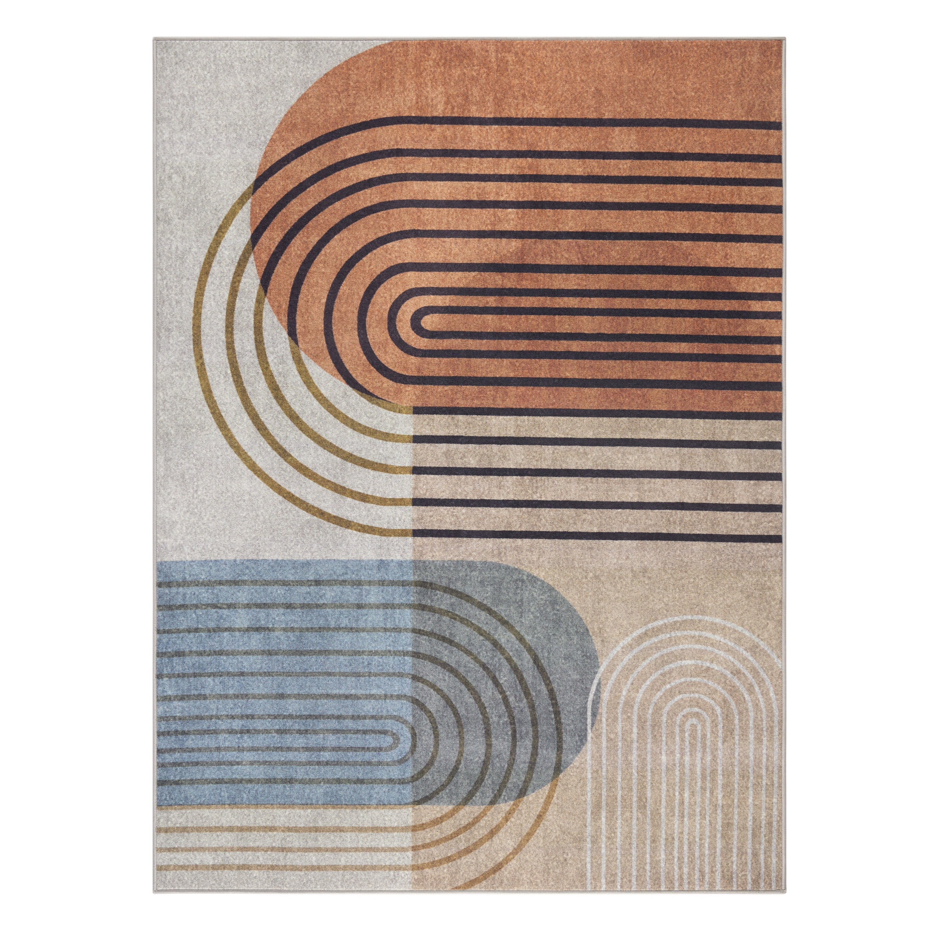 Avani Retro Arch Beige and Rust Synthetic 8' x 10' Washable Area Rug