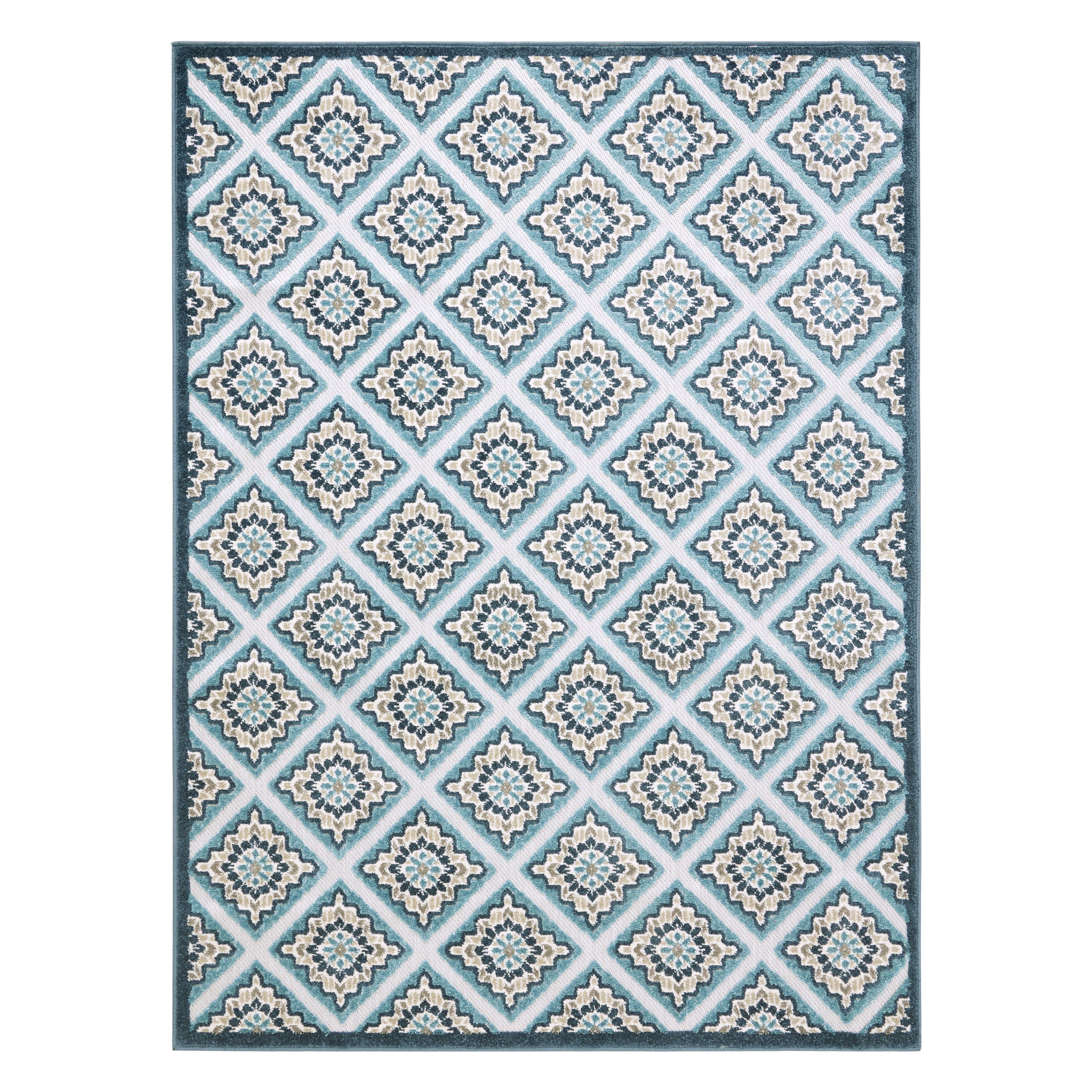 Brooks Blue Multi Geometric Indoor Outdoor Rug 5' x 7'