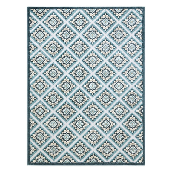 TOWN & COUNTRY EVERYDAY Brooks Retro Geo Indoor Outdoor Area Rug, UV Fade Resistant, High-Low Pile, Blue/Multi, 3'11"x5'2"