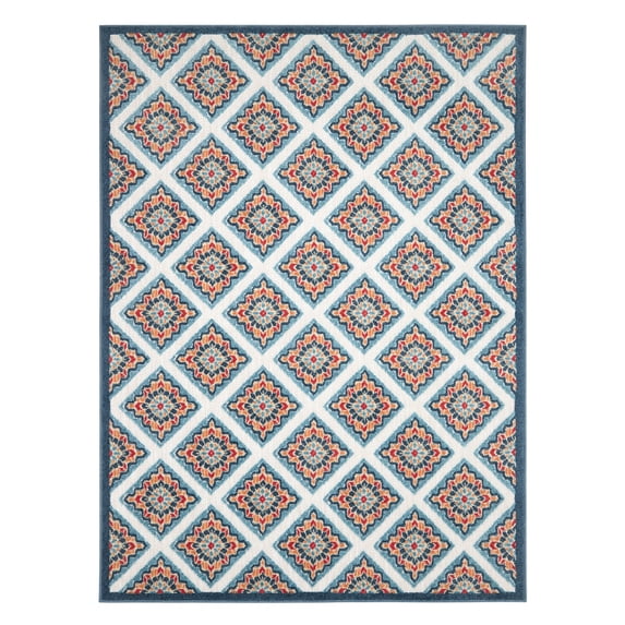 TOWN & COUNTRY EVERYDAY Brooks Retro Geo Indoor Outdoor Area Rug, UV Fade Resistant, High-Low Pile, Red/Mutli, 3'11"x5'2"