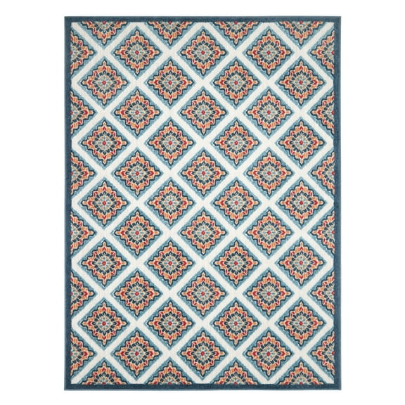 TOWN & COUNTRY EVERYDAY Brooks Retro Geo Indoor Outdoor Area Rug, UV Fade Resistant, High-Low Pile, Red/Mutli, 5'2"x7'2"