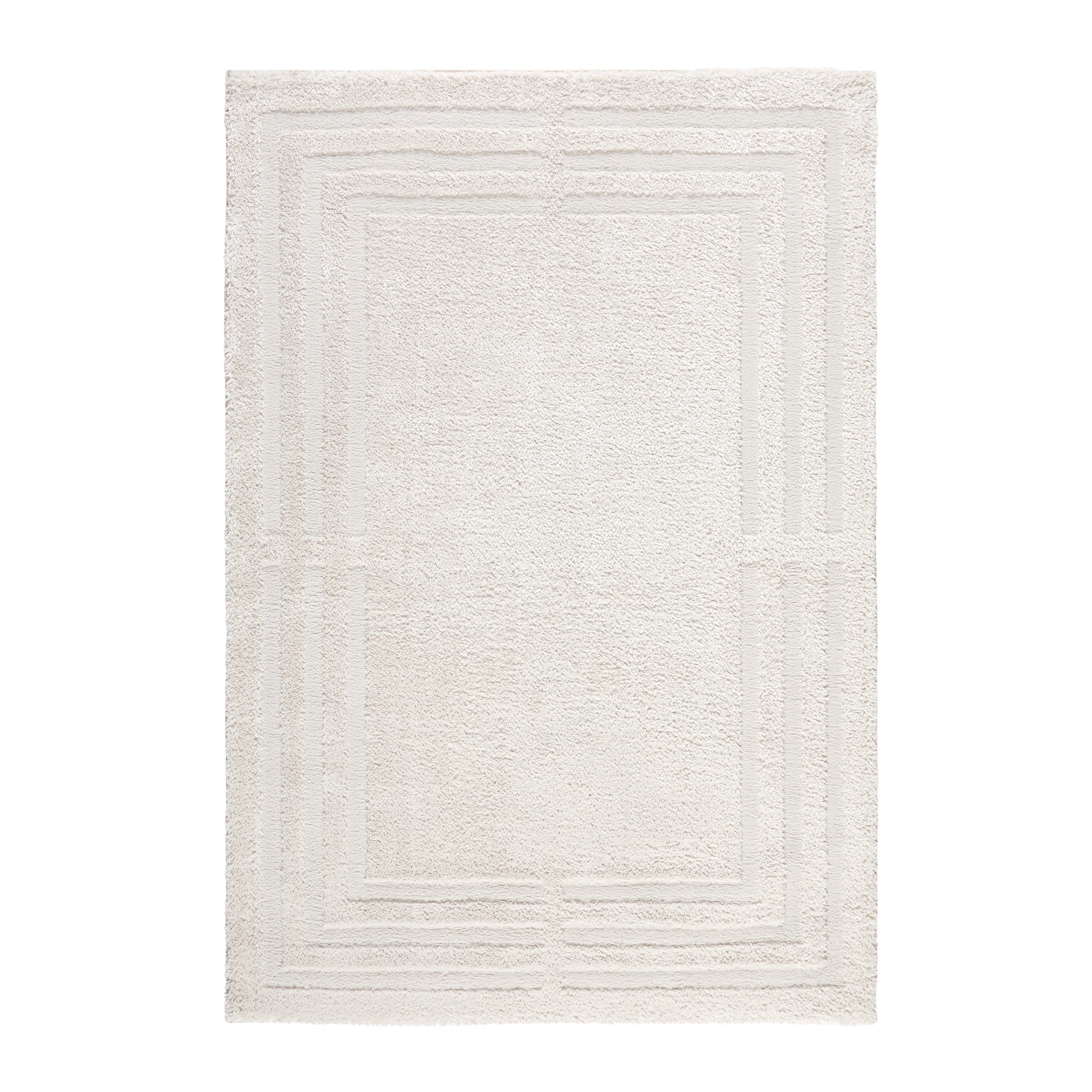 Beige Geometric High Pile Shag Area Rug, 8' x 10'