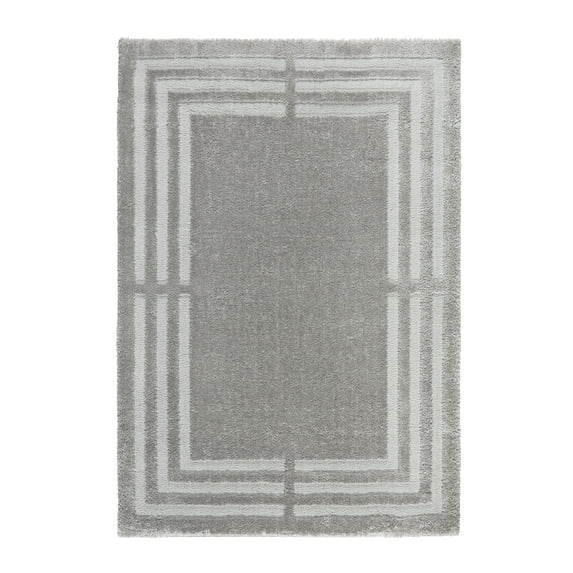 TOWN & COUNTRY EVERYDAY Cloud Shag Plush Border Area Rug with High-Low Pile, Grey, 7'10"x10'2"
