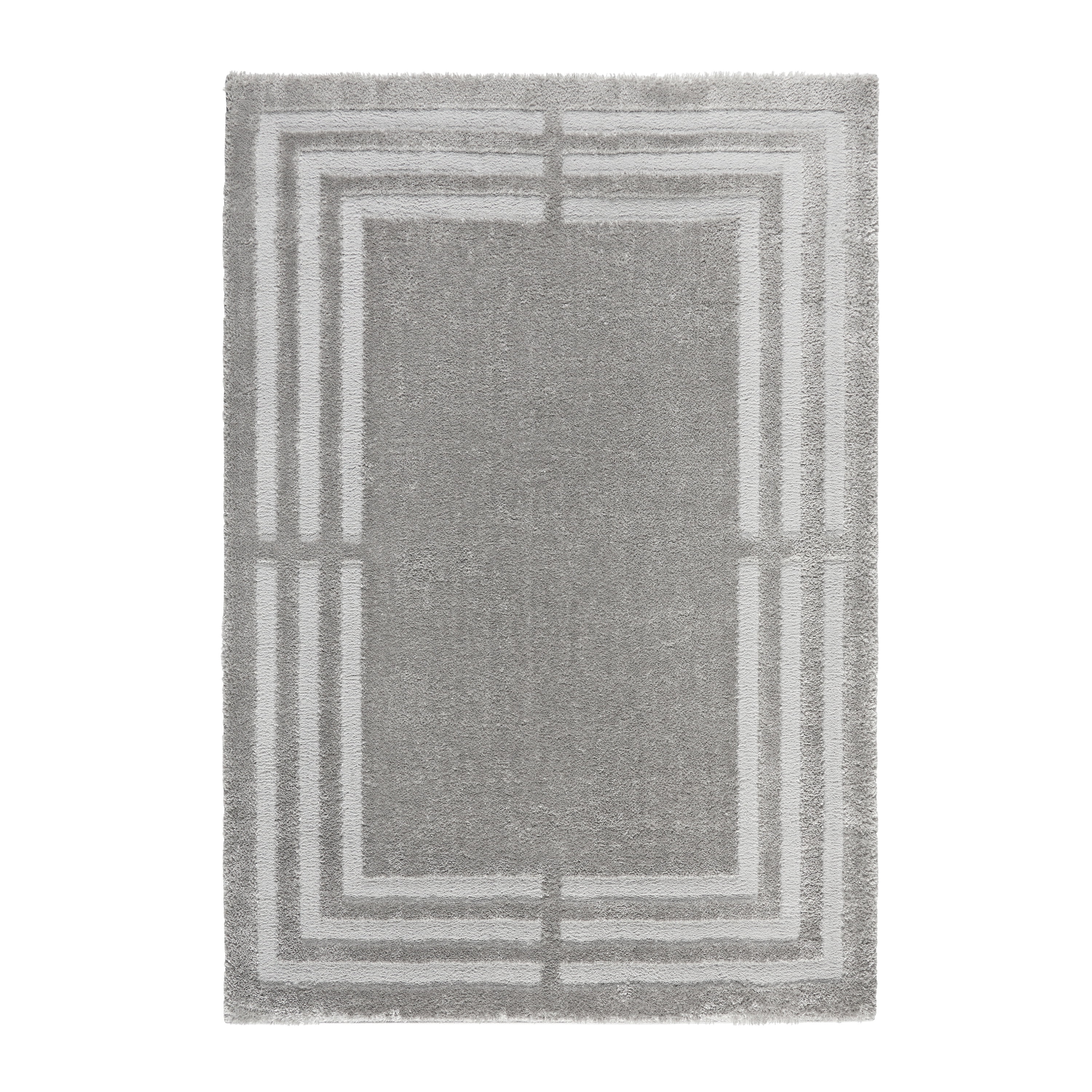 TOWN & COUNTRY EVERYDAY Cloud Shag Plush Border Area Rug with High-Low Pile, Grey, 9'2"x12'5"