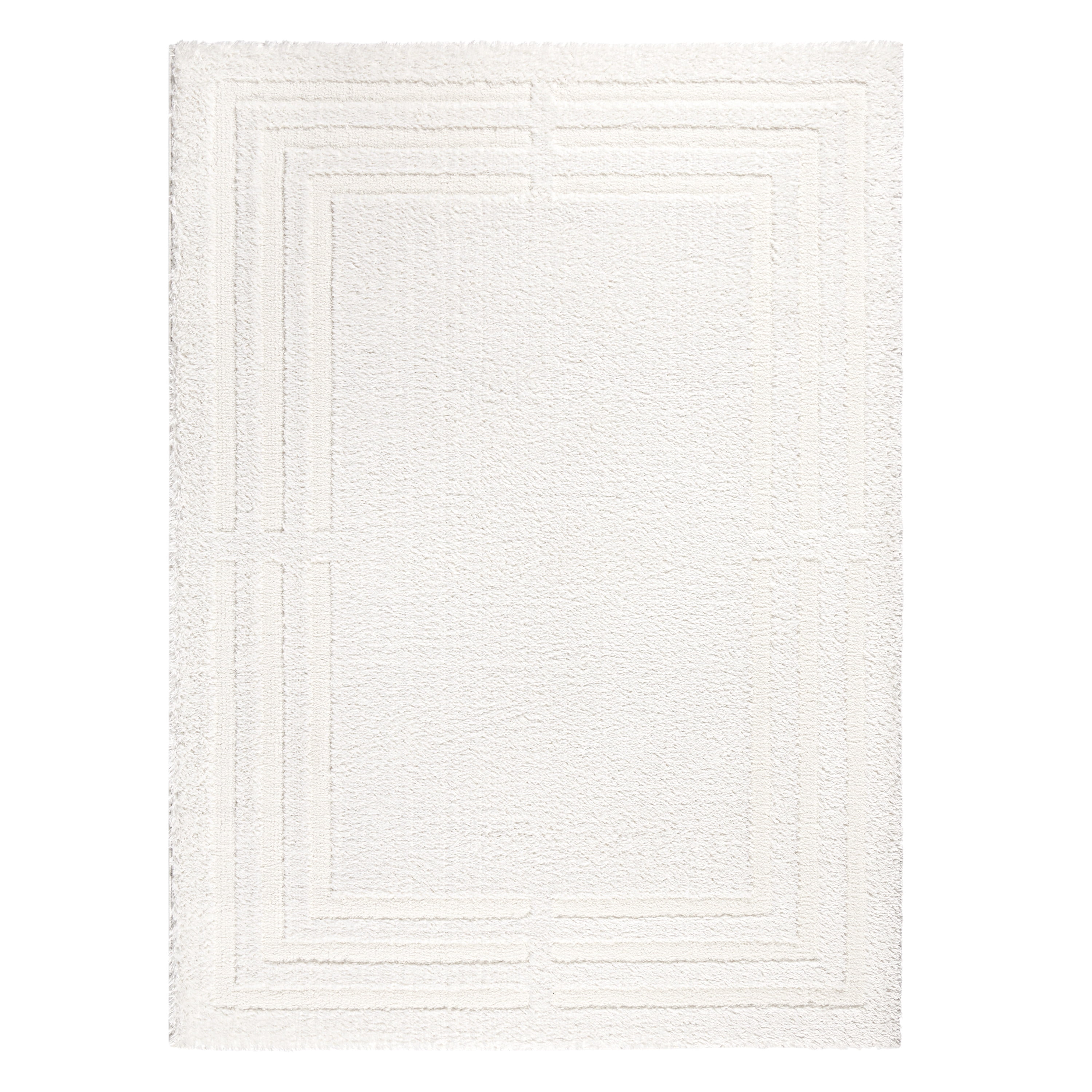 Ivory Geometric Shag Synthetic 5' x 7' Area Rug