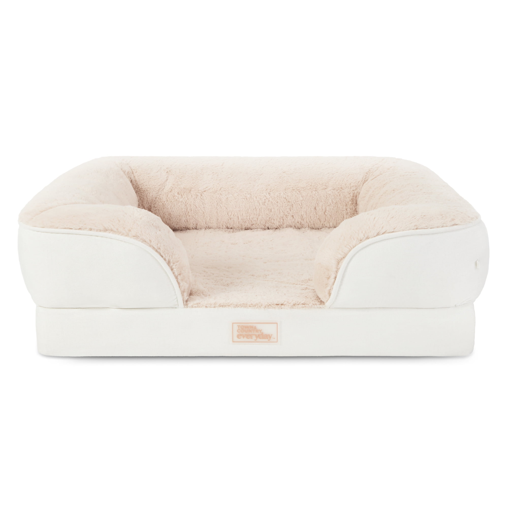 Large Blue Bolster Sofa Pet Bed with Soft Interior