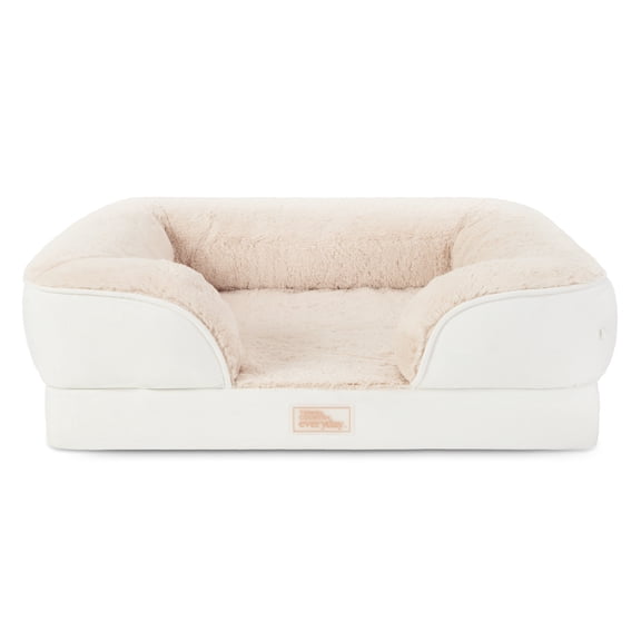 TOWN & COUNTRY EVERYDAY CuddleTown Comfy Solid Bolster Sofa Pet Bed, Supportive & Calming Egg Crate Foam, Water Repellent, Non-Slip Bottom, Machine Washable Cover, Blue, Medium 28"x23"x8"
