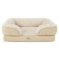 thumbnail image 1 of TOWN & COUNTRY EVERYDAY CuddleTown Comfy Solid Bolster Sofa Pet Bed, Supportive & Calming Egg Crate Foam, Water Repellent, Non-Slip Bottom, Machine Washable Cover, Beige, Large 35"x25"x8", 1 of 7