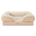 thumbnail image 1 of TOWN & COUNTRY EVERYDAY CuddleTown Comfy Solid Bolster Sofa Pet Bed, Supportive & Calming Egg Crate Foam, Water Repellent, Non-Slip Bottom, Machine Washable Cover, Warm Taupe, Large 35"x25"x8", 1 of 7