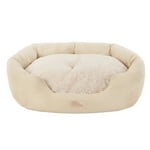 TOWN & COUNTRY EVERYDAY CuddleTown Faux Linen Comfy Cozy Cuddler Pet Bed, Supportive & Calming, Non-Slip Bottom, Machine Washable Cover, Beige, XS 20"x14"x6"