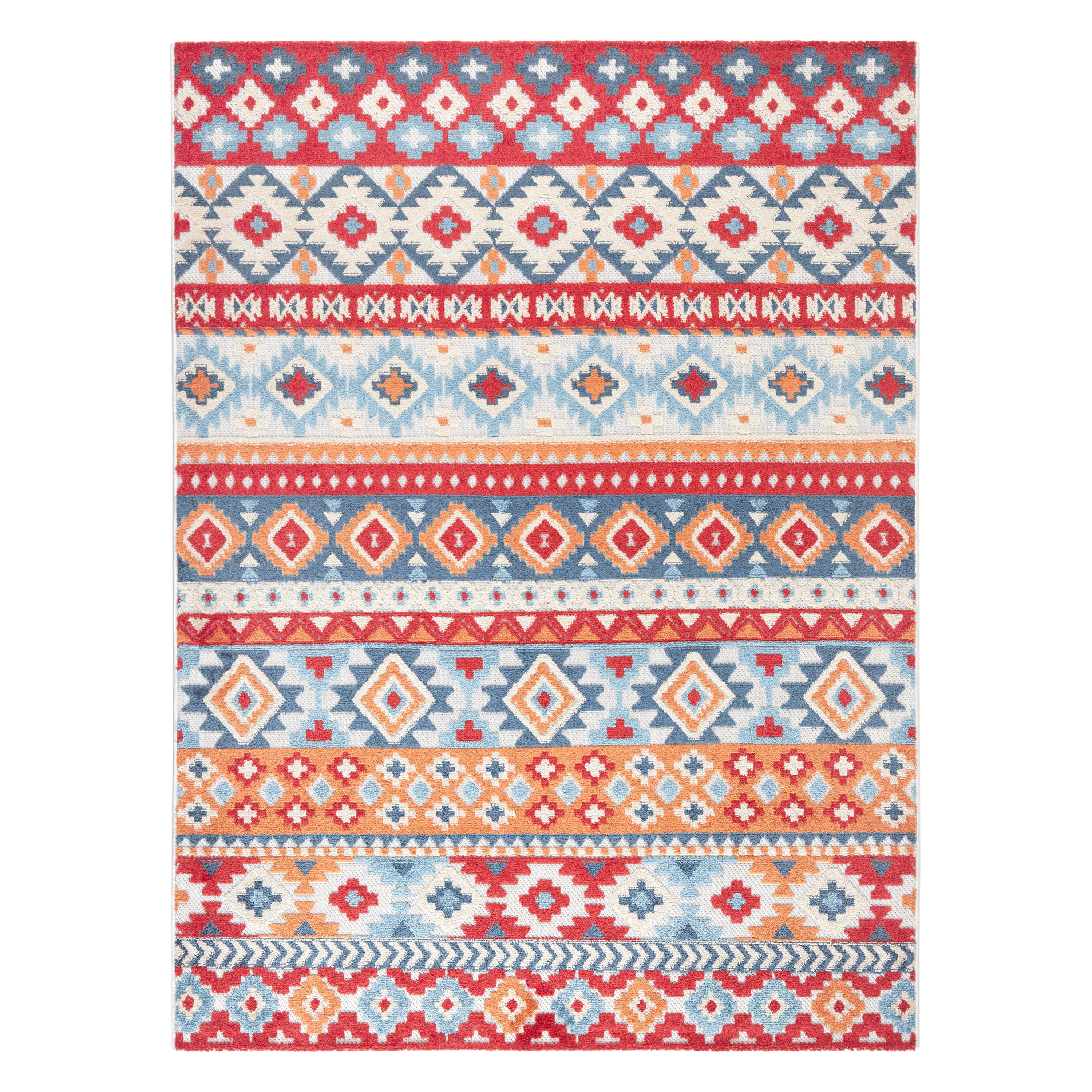 Dahlia Red and Multi Southwestern Stripe Rectangular Rug