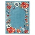 thumbnail image 1 of TOWN & COUNTRY EVERYDAY Hibiscus Bloom Border Modern Floral Indoor Outdoor Area Rug, UV Fade Resistant, High-Low Pile, Light Blue/Red/Ivory, 3'11"x5'2", 1 of 13