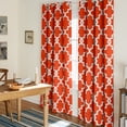 thumbnail image 1 of TOWN & COUNTRY EVERYDAY Ironwork Geo Trellis Sateen Indoor Curtains, Room Darkening Blackout, Grommet Top, Energy Efficient, 2-Pack Set, 52"x108", Mecca Orange, 1 of 10
