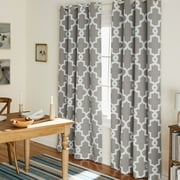TOWN & COUNTRY EVERYDAY Ironwork Geo Trellis Sateen Indoor Curtains, Room Darkening Blackout, Grommet Top, Energy Efficient, 2-Pack Set, 52"x108", Silver