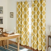 TOWN & COUNTRY EVERYDAY Ironwork Geo Trellis Sateen Indoor Curtains, Room Darkening Blackout, Grommet Top, Energy Efficient, 2-Pack Set, 52"x108", Sundress Yell
