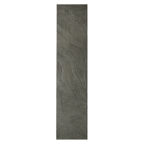 TOWN & COUNTRY EVERYDAY Lane Painterly Wave Soft Felt Everwash®, Machine Washable Area Rug with Non-Slip Backing, Modern Rug, Charcoal Grey, 1'7"x7'2"