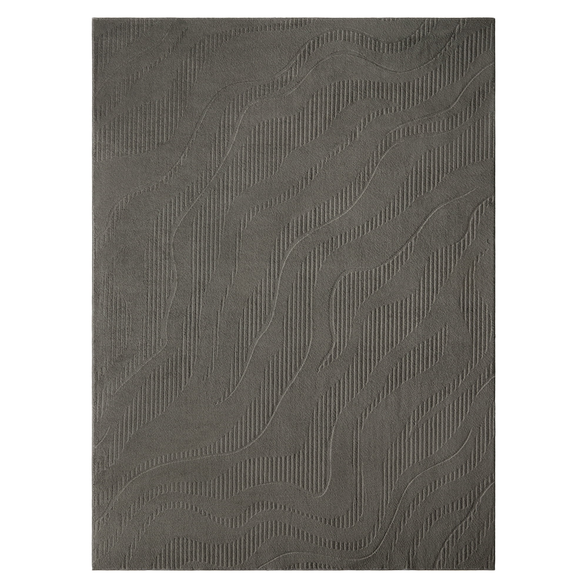 TOWN & COUNTRY EVERYDAY Lane Painterly Wave Soft Felt Everwash®, Machine Washable Area Rug with Non-Slip Backing, Modern Rug, Charcoal Grey, 4'11"x6'10"