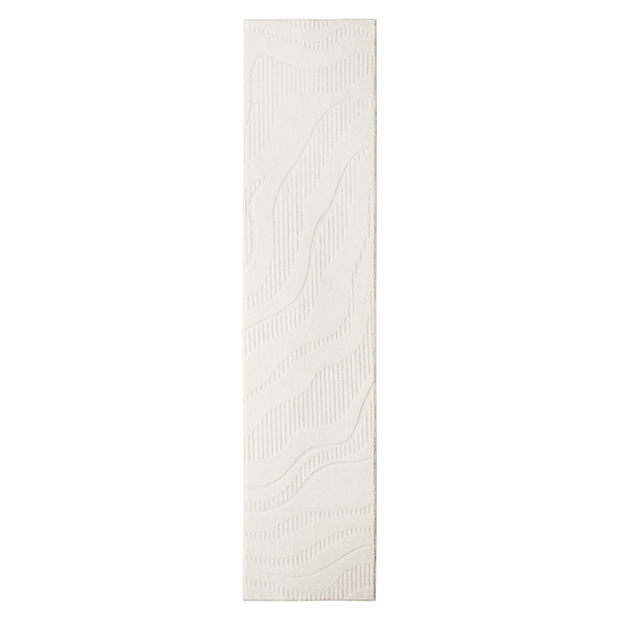 TOWN & COUNTRY EVERYDAY Lane Painterly Wave Soft Felt Everwash®, Machine Washable Area Rug with Non-Slip Backing, Modern Rug, Ivory, 1'7"x7'2"