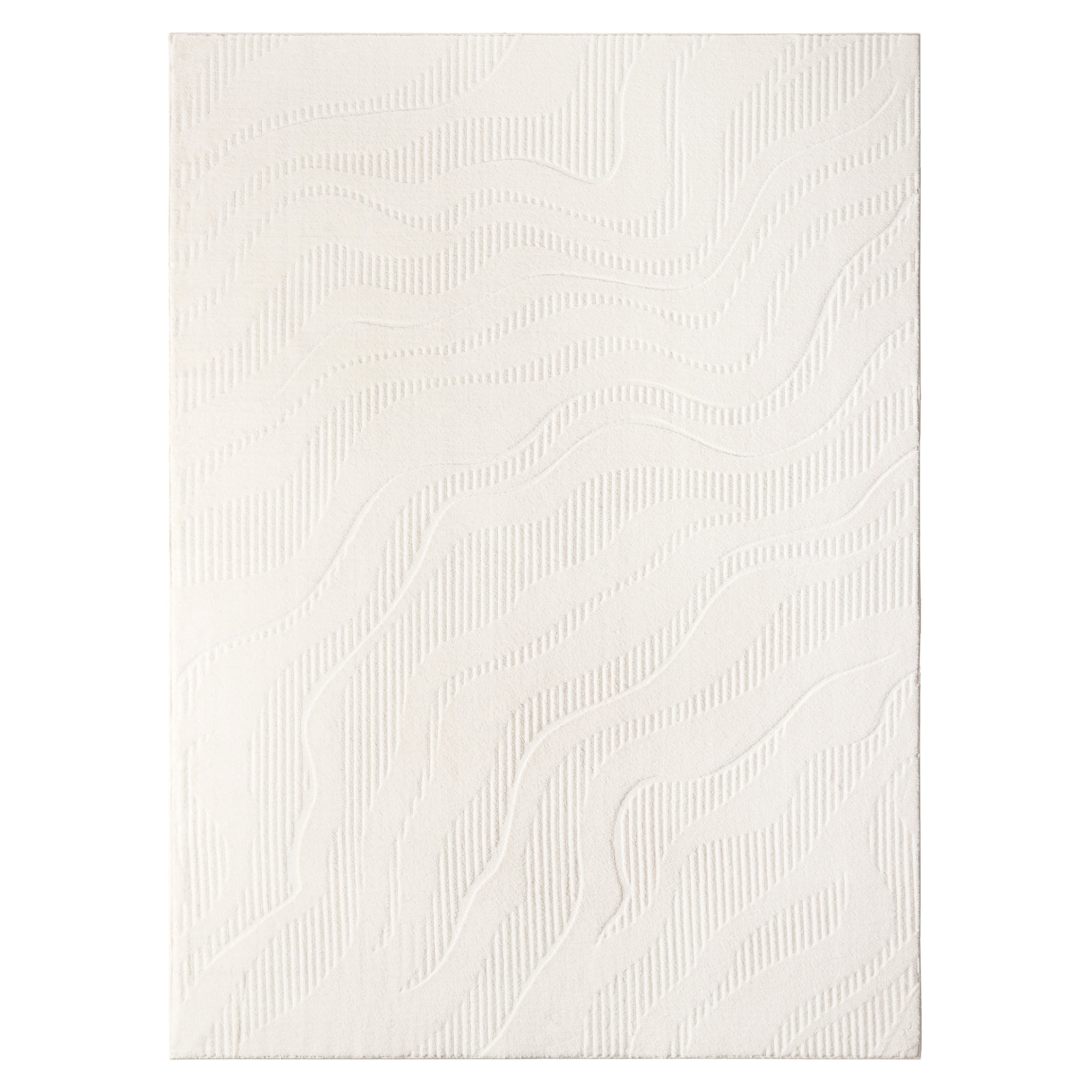 TOWN & COUNTRY EVERYDAY Lane Painterly Wave Soft Felt Everwash®, Machine Washable Area Rug with Non-Slip Backing, Modern Rug, Ivory, 4'11"x6'10"