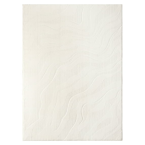 TOWN & COUNTRY EVERYDAY Lane Painterly Wave Soft Felt Everwash®, Machine Washable Area Rug with Non-Slip Backing, Modern Rug, Ivory, 4'11"x6'10"