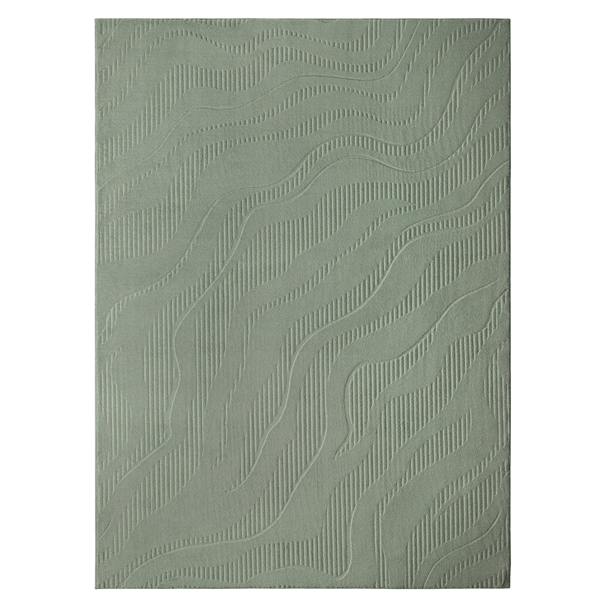 TOWN & COUNTRY EVERYDAY Lane Painterly Wave Soft Felt Everwash®, Machine Washable Area Rug with Non-Slip Backing, Modern Rug, Sage Green, 4'11"x6'10"