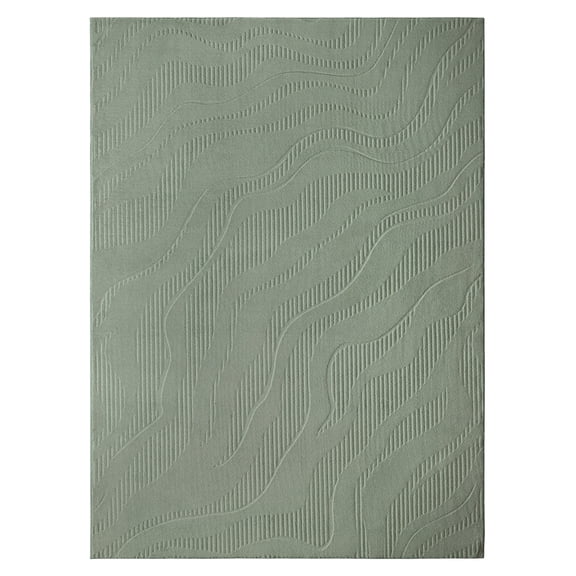 TOWN & COUNTRY EVERYDAY Lane Painterly Wave Soft Felt Everwash®, Machine Washable Area Rug with Non-Slip Backing, Modern Rug, Sage Green, 6'6"x9'2"