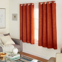 TOWN & COUNTRY EVERYDAY Lustre Solid Heavyweight Textured Sateen Indoor Curtains, Room Darkening Opacity, Grommet Top, Energy Efficient, 2-Pack Set, 52"x63", Mecca Orange